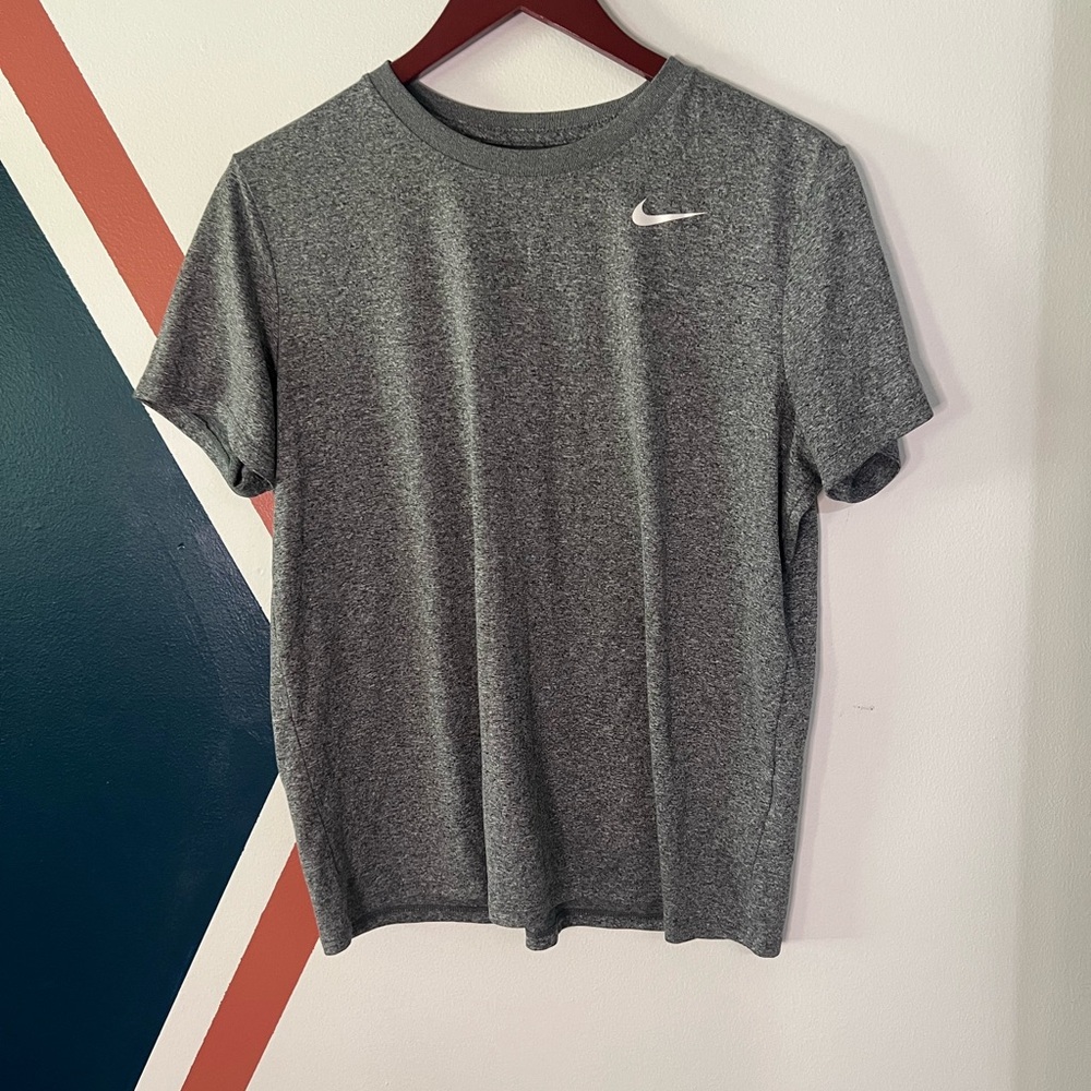Nike Gray Heather Short Sleeve Dri- fit Logo Tee